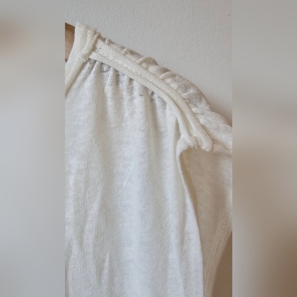 Max Studio London Cream Ivory Sleeveless Top Blouse Relaxed Fit Elastic Band L - Picture 7 of 9